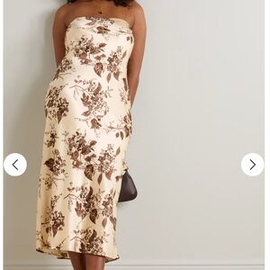 Reformation Joana Strapless Floral Pront Silk Dress S